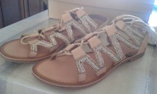 SANDALE A BRIDES BEIGE DORE EN