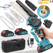 Mini Tronconneuse a Batterie 4000mAh, 6 Pouces 1000W Brushless Tronconneuse