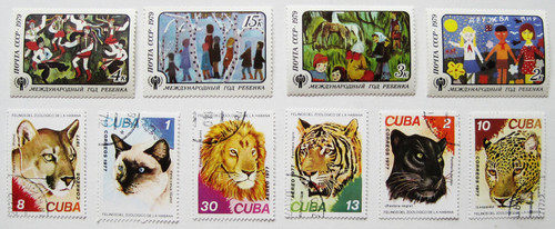 Lot vintage stamps - 10, wild