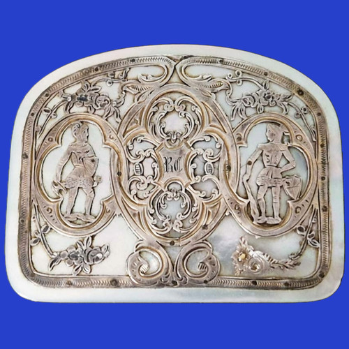 Plaque nacre décor argent - plaque,
