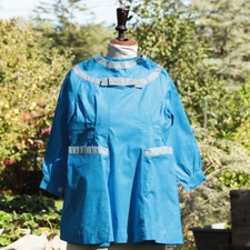 Ancienne blouse d' école bleue turquoise pour enfant LEOPARD NORMAND taille 70