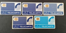 5 Cartes Téléphoniques. Première Génération. PTT. Pyjama. Petits Chiffres. Rare.