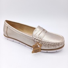 Derbies Mocassin Cuir Chaussures Femme - Pointure  36 - Or Blanc Blanche Gold
