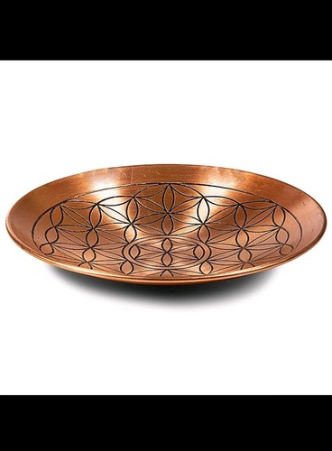 Assiette cuivre motif fleur - , de
