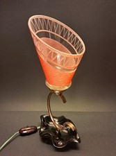 Années 50 - Lampe en céramique émaillée noire, laiton et verre givré
