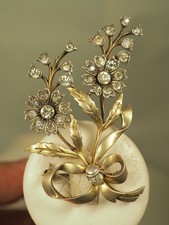 BROCHE ANCIENNE ARGENT MASSIF VERMEIL ANTIQUE SILVER BROOCH