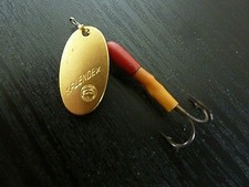 Cuiller tournante ancienne pour pêche (jamais servi) palette dorée corps plombé