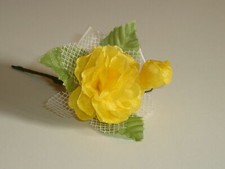 Broche FLEUR ROSE Artificielle Jaune avec Tige neuve