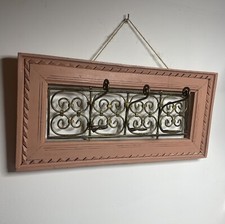 Patère porte-manteaux mural bois et métal ferraille doré 3 accroches