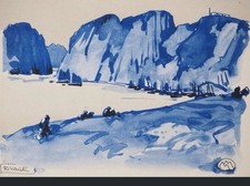 2x Mathurin Méheut “Bretagne Bleue” Vintage Heliogravure 1950