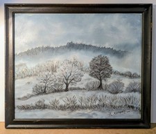 Tableau ancien Montagne glacée enneigée Huile sur toile 20eme siecle