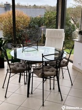 Table ronde verre - verre, fer