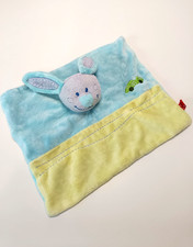 Doudou plat carré lapin bleu - doudou,