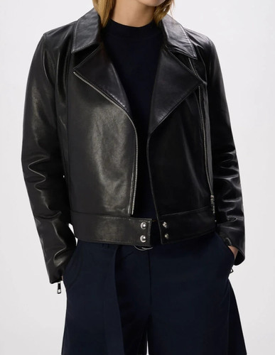 Veste cuir cropped noir - veste, en