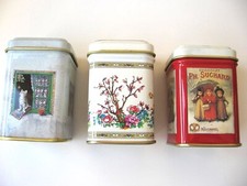 3 petites boîtes en métal chat fleurs chocolat Suchard - 3 little metal box cat