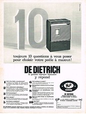 PUBLICITE ADVERTISING  1967   DE DIETRICH  poele à mazout