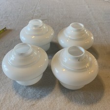 4 petits socles lampe chevet vintage VERRE COULEUR opaline blanc Ø 10cm T
