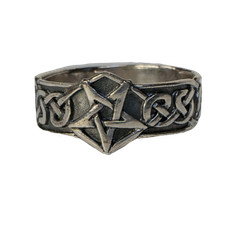 Bague Étoile Pentagramme .925 Argent Nœud Celtique Gothique Biker Tailles M-Z+