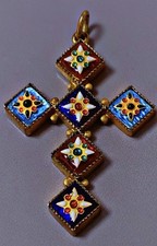 Ancienne croix pendentif Emaux Bressans vermeil XIXe Bressans cross pendant