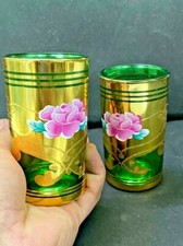 Vintage Ancien Beau Vert Verre