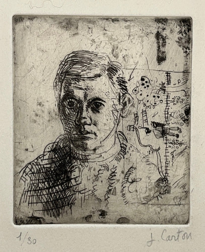 Autoportrait gravure eau forte - autoportrait,