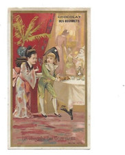 ancien chromo publicitaire café  chocolat des Gourmets ! Salon Geisha cadre or