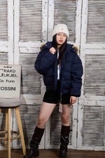 Doudoune Bleu Marine Avec