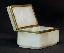 B 19ème joli pot coffret boite écrin albâtre monture métal doré 540g11cm chic  