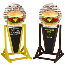 Cadre d'Affichage Stop Trottoir Tableau Noir en Bois Signe HAMBURGER BURGER BAR