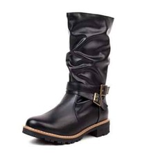 Bottes Chaussures Rangers Femme Hauts CM 5 Noir Confortable Platform Cuir 34469