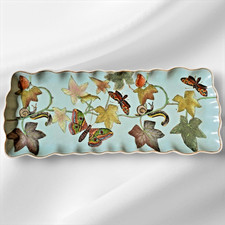 Vintage Swiss  Hand Painted Botanical Motif Porcelain Tray Schilliger Boutique
