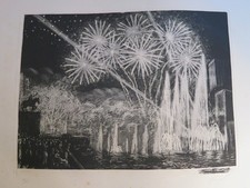 Raphaël DROUART (1894-1972) GRAVURE SIGNEE FEUX ARTIFICE EXPO UNIVERSELLE 1937
