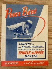 Ancienne feuille de pesée "pèse bébé" NESTL2 - Publicité années 50