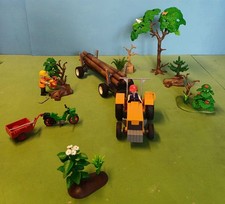 Playmobil Tracteur Forestier Réf  3799 et Mobylette Du Bûcheron Réf  3743