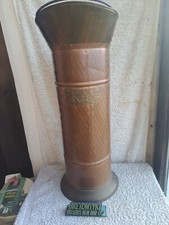 Vintage seau charbon Cuivre 5 KAN Porte Parapluie poignée Holland bleu céramique