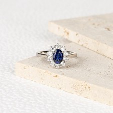Bague Solitaire Saphir Bleu