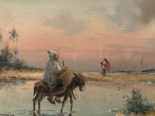 peinture Gouache Debut XXe Papier Fort Orientaliste Orientalisme Art Ancien