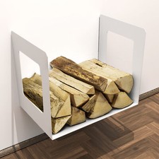 Étagère en Bois de Cheminée Rack Massif Montage Mural Enduit de Poudre