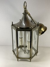 ANCIENNE LANTERNE DE VESTIBULE MÉTAL CHROMÉ, VERRE GRAVÉ STYLE BACCARAT, LUSTRE.