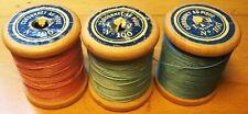 BOBINES FIL CORDONNET AU PIQUE N°100 92m CORAIL & CIEL LOT de 3 BOBINES BOIS