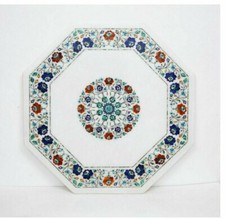 36 " Marbre Centre Table Top Demi Précieux Pierres Floral Travail Handmade