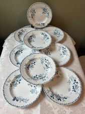 Faïence fin XIX ème St Amand Acacia Terre de Fer  9 Assiettes creuses