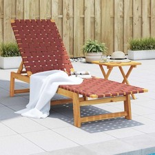 Chaise Longue Lit de Soleil Transat Jardin Bois d'Acacia Solide et Tissu vidaXL