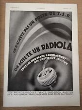 Publicité 1930 Radiola radio