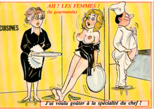 Carte postale Humoristique Ah ! Les Femmes ! (la gourmande).