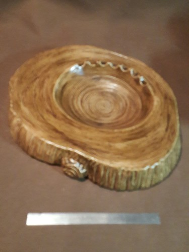 Vintage Ceramic Ashtray Wood