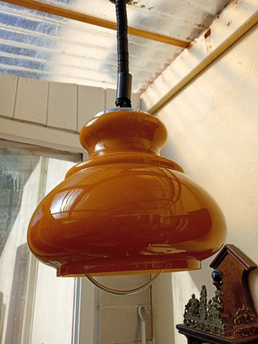 Suspension lustre verre marron - suspension,