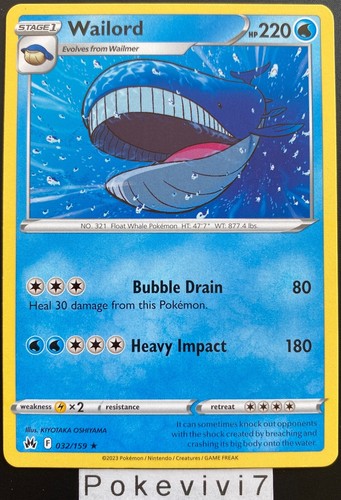 Carte pokemon wailord 032 159 - pokemon,