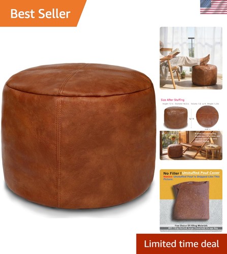 Unstuffed faux leather - leather, ottoman