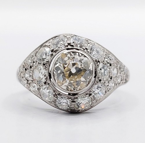 Bague dôme art deco - , platine